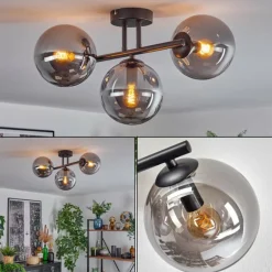 Gastor Plafonnier, Boule lumineuse Fumé, 3 lumières
