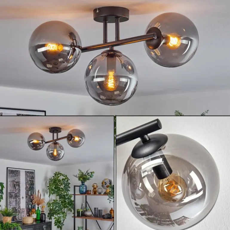 Gastor Plafonnier, Boule lumineuse Fumé, 3 lumières