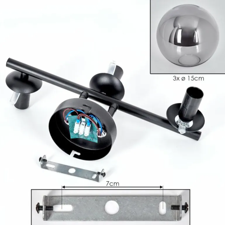 Gastor Plafonnier, Boule lumineuse Fumé, 3 lumières