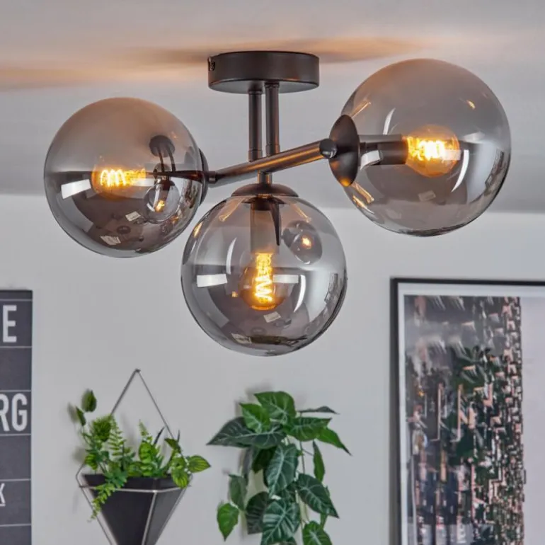 Gastor Plafonnier, Boule lumineuse Fumé, 3 lumières
