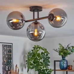 Gastor Plafonnier, Boule lumineuse Fumé, 3 lumières
