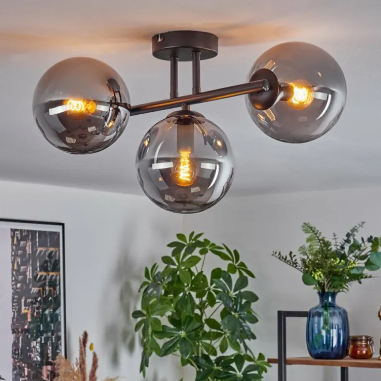 Gastor Plafonnier, Boule lumineuse Fumé, 3 lumières
