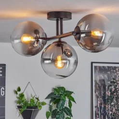 Gastor Plafonnier, Boule lumineuse Clair, Fumé, 3 lumières