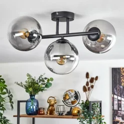 Gastor Plafonnier, Boule lumineuse Clair, Fumé, 3 lumières