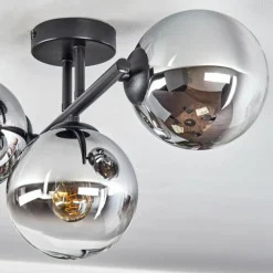 Gastor Plafonnier, Boule lumineuse Chrome, Clair, Fumé, 3 lumières