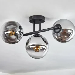 Gastor Plafonnier, Boule lumineuse Chrome, Clair, Fumé, 3 lumières