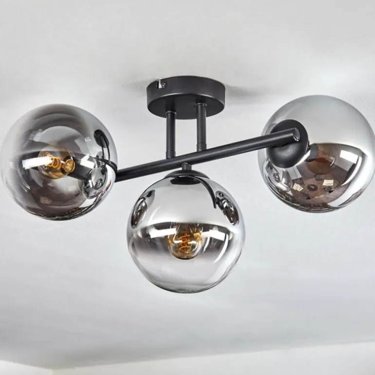 Gastor Plafonnier, Boule lumineuse Chrome, Clair, Fumé, 3 lumières