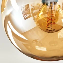 Gastor Plafonnier, Boule lumineuse Ambre, Clair, Fumé, 3 lumières