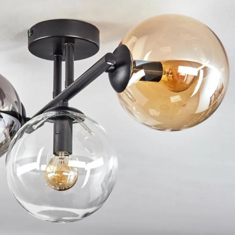Gastor Plafonnier, Boule lumineuse Ambre, Clair, Fumé, 3 lumières