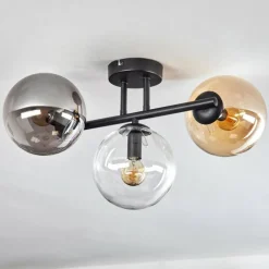 Gastor Plafonnier, Boule lumineuse Ambre, Clair, Fumé, 3 lumières