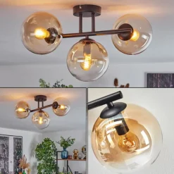 Gastor Plafonnier, Boule lumineuse Ambre, Clair, 3 lumières