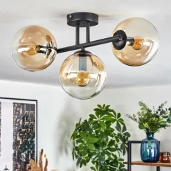 Gastor Plafonnier, Boule lumineuse Ambre, Clair, 3 lumières