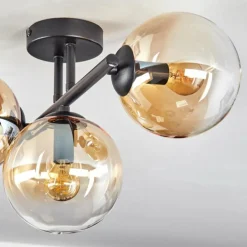 Gastor Plafonnier, Boule lumineuse Ambre, Clair, 3 lumières