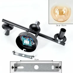 Gastor Plafonnier, Boule lumineuse Ambre, Clair, 3 lumières