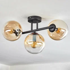Gastor Plafonnier, Boule lumineuse Ambre, Clair, 3 lumières