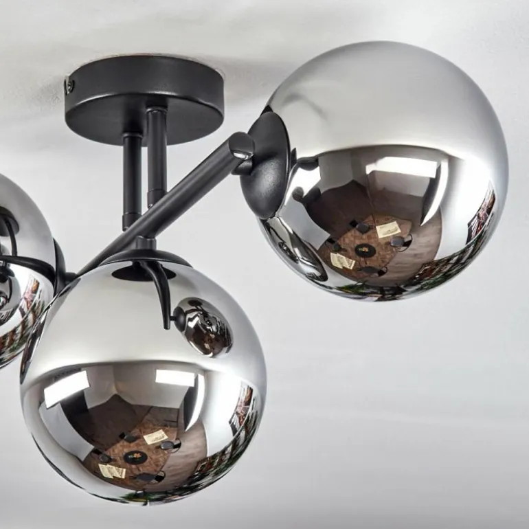 Gastor Plafonnier, Boule lumineuse Chrome, Fumé, 3 lumières