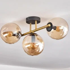 Gastor Plafonnier, Boule lumineuse 42 cm Or, Noir, 3 lumières