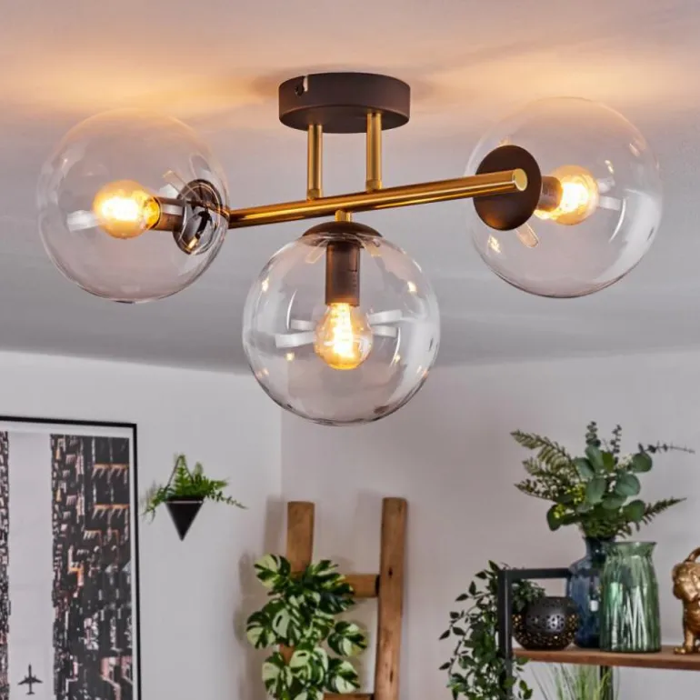 Gastor Plafonnier, Boule lumineuse 42 cm Or, Noir, 3 lumières