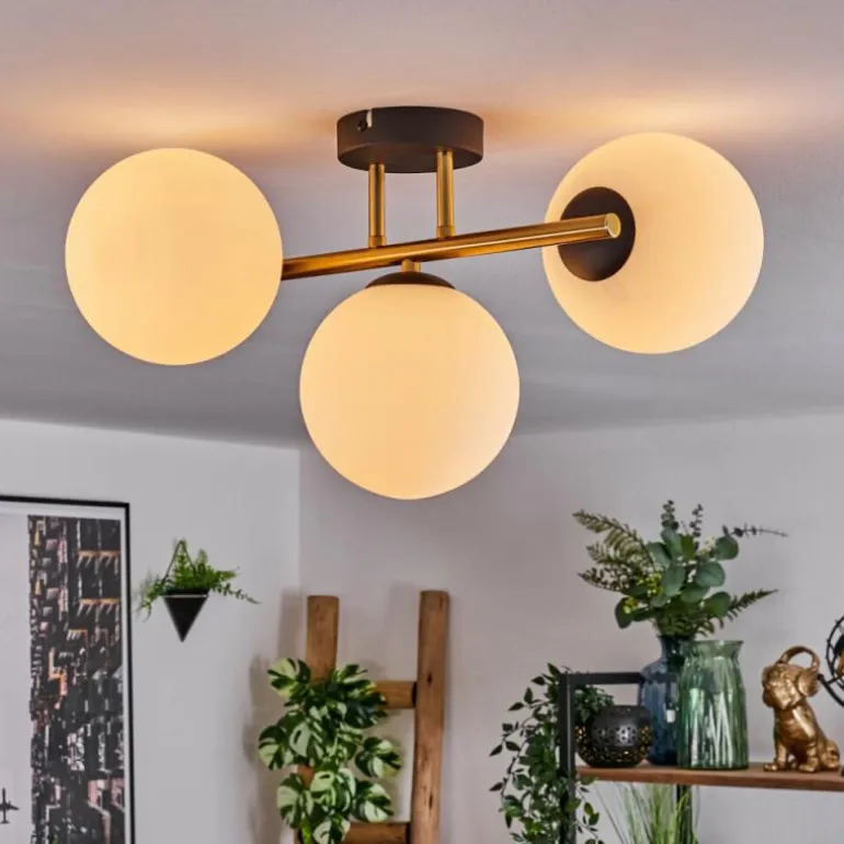 Gastor Plafonnier, Boule lumineuse 42 cm Or, Noir, 3 lumières