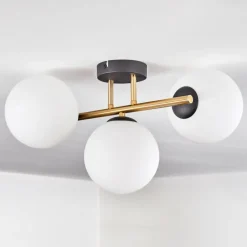 Gastor Plafonnier, Boule lumineuse 42 cm Or, Noir, 3 lumières