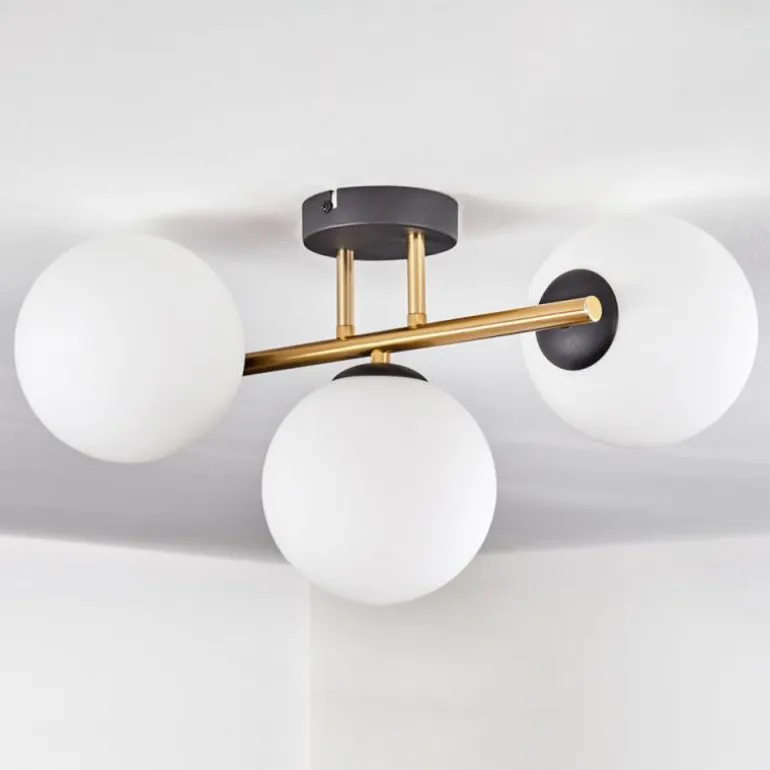 Gastor Plafonnier, Boule lumineuse 42 cm Or, Noir, 3 lumières