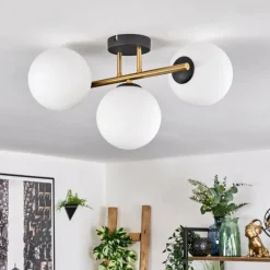 Gastor Plafonnier, Boule lumineuse 42 cm Or, Noir, 3 lumières