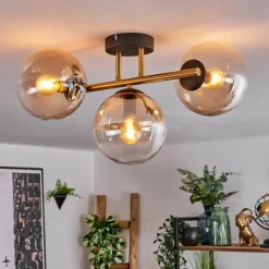 Gastor Plafonnier, Boule lumineuse 42 cm Or, Noir, 3 lumières