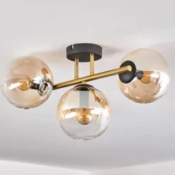 Gastor Plafonnier, Boule lumineuse 42 cm Or, Noir, 3 lumières