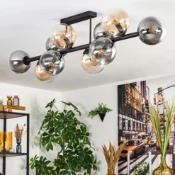 Gastor Plafonnier, Boule lumineuse Ambre, Clair, Fumé, 10 lumières