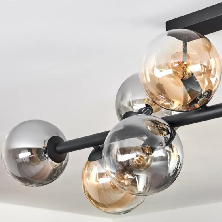 Gastor Plafonnier, Boule lumineuse Ambre, Clair, Fumé, 10 lumières