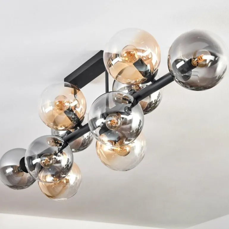 Gastor Plafonnier, Boule lumineuse Ambre, Clair, Fumé, 10 lumières