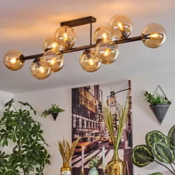 Gastor Plafonnier, Boule lumineuse Ambre, 10 lumières