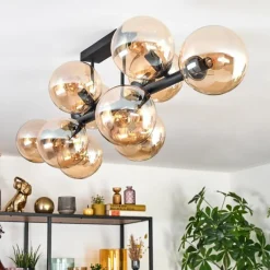 Gastor Plafonnier, Boule lumineuse Ambre, 10 lumières