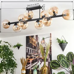 Gastor Plafonnier, Boule lumineuse Ambre, Clair, 10 lumières