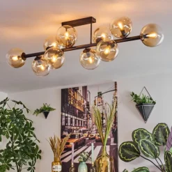 Gastor Plafonnier, Boule lumineuse Ambre, Clair, 10 lumières