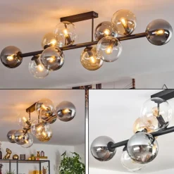 Gastor Plafonnier, Boule lumineuse Ambre, Clair, Fumé, 10 lumières