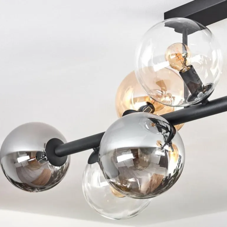 Gastor Plafonnier, Boule lumineuse Ambre, Clair, Fumé, 10 lumières