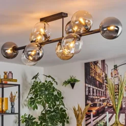 Gastor Plafonnier, Boule lumineuse Ambre, Clair, Fumé, 10 lumières