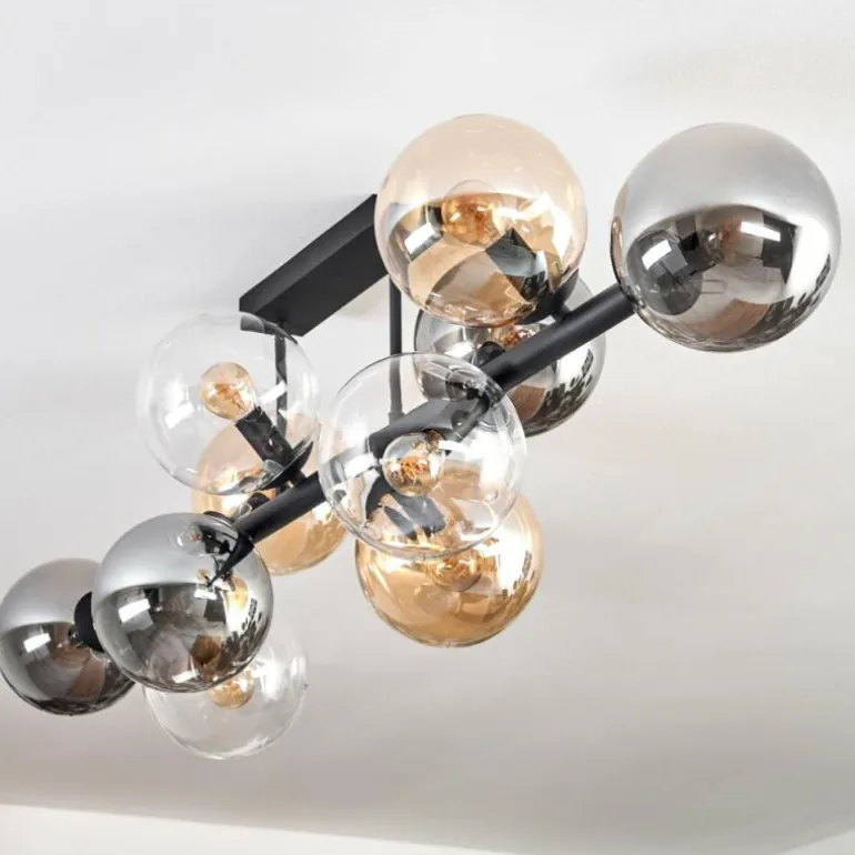 Gastor Plafonnier, Boule lumineuse Ambre, Clair, Fumé, 10 lumières