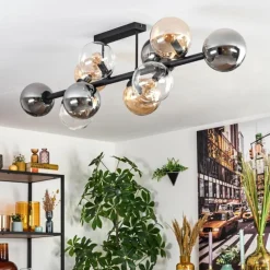 Gastor Plafonnier, Boule lumineuse Ambre, Clair, Fumé, 10 lumières