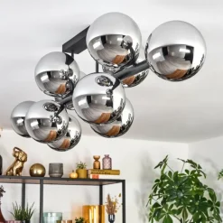 Gastor Plafonnier, Boule lumineuse Chrome, Fumé, 10 lumières
