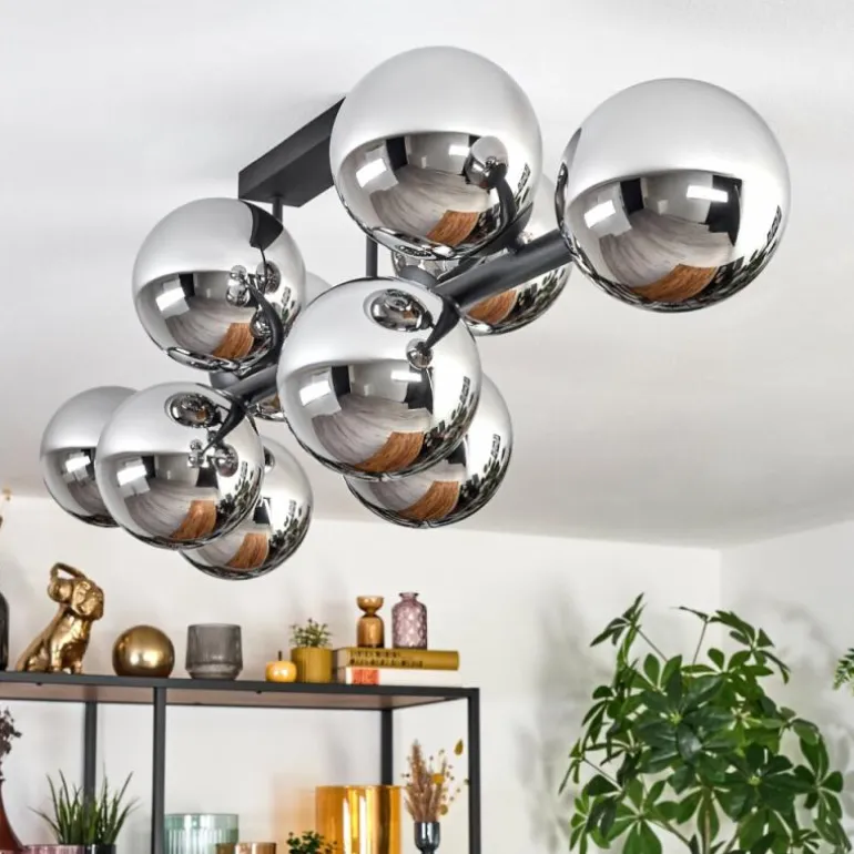 Gastor Plafonnier, Boule lumineuse Chrome, Fumé, 10 lumières