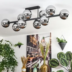 Gastor Plafonnier, Boule lumineuse Chrome, Fumé, 10 lumières