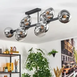 Gastor Plafonnier, Boule lumineuse Chrome, Clair, Fumé, 10 lumières