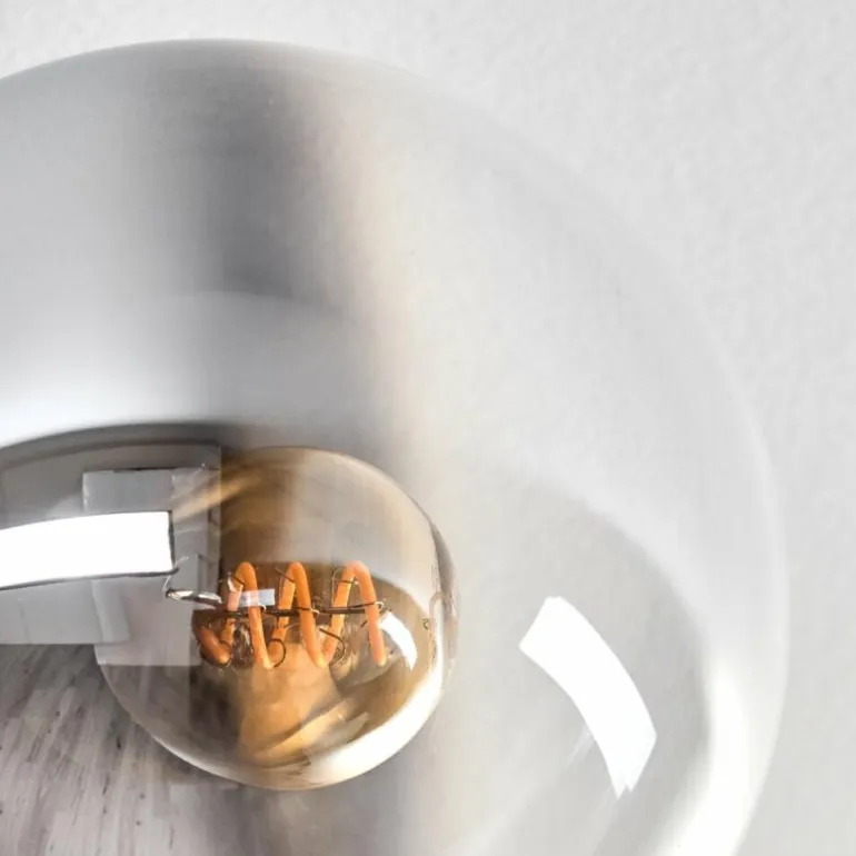 Gastor Plafonnier, Boule lumineuse Chrome, Clair, Fumé, 10 lumières
