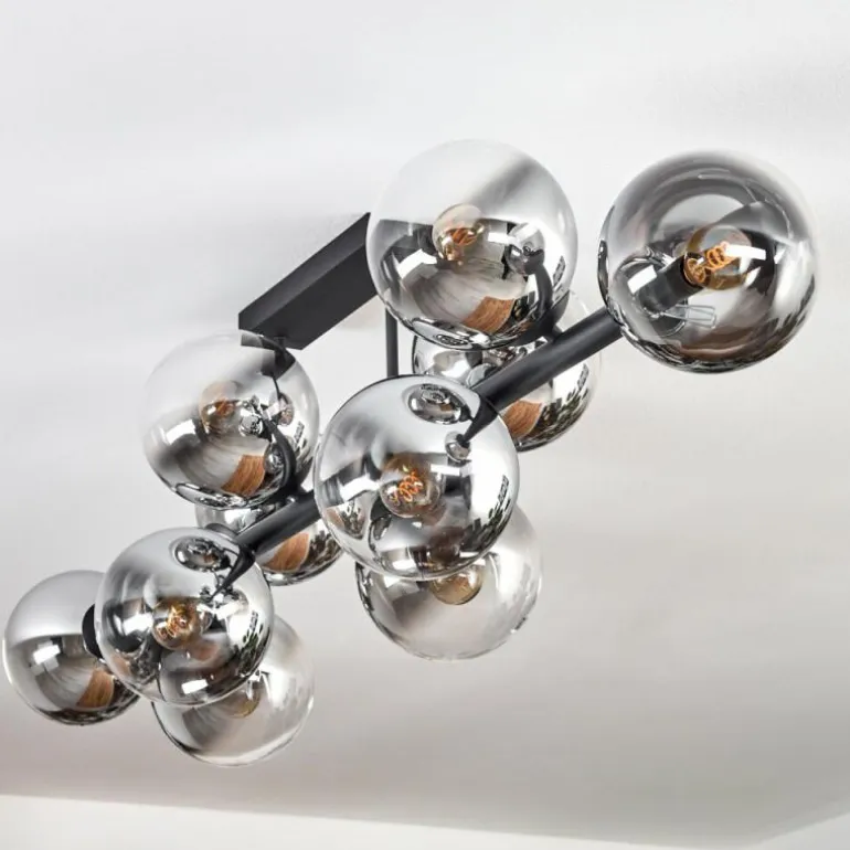 Gastor Plafonnier, Boule lumineuse Chrome, Clair, Fumé, 10 lumières