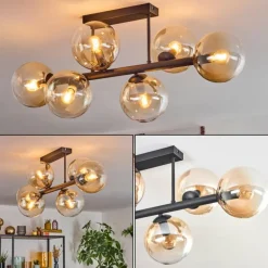 Gastor Plafonnier, Boule lumineuse Ambre, Clair, 6 lumières