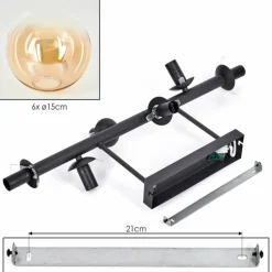 Gastor Plafonnier, Boule lumineuse Ambre, Clair, 6 lumières