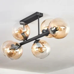 Gastor Plafonnier, Boule lumineuse Ambre, Clair, 6 lumières