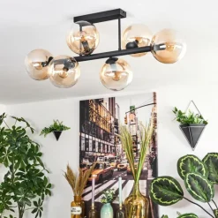 Gastor Plafonnier, Boule lumineuse Ambre, Clair, 6 lumières